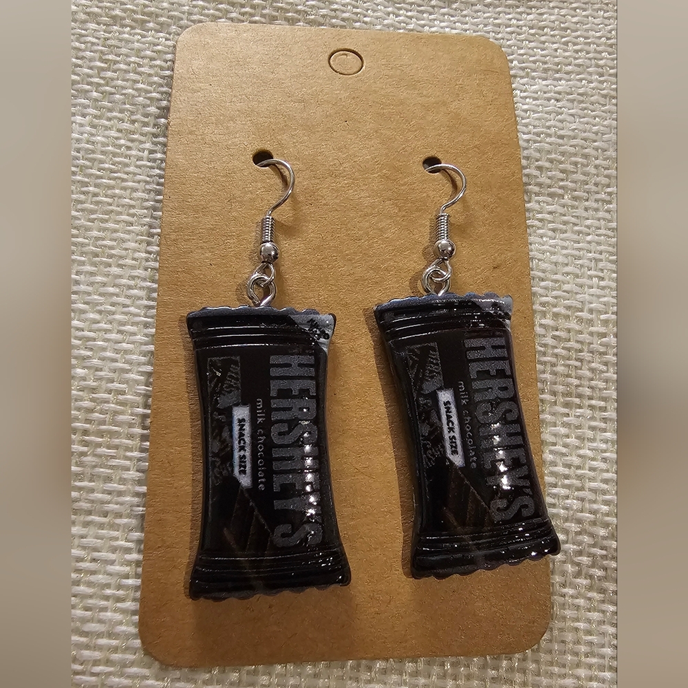 Chocolate Candy Bar Earrings - Black NWOT - Picture 3 of 7
